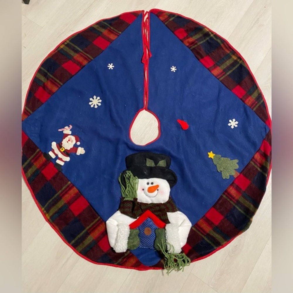 Sun Point 42" Snowman 3D Christmas Tree Skirt Christmas Tree Santa